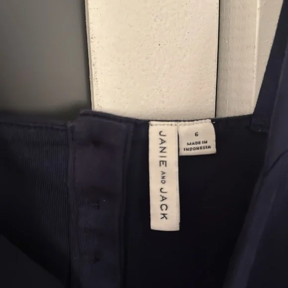 Janie and Jack Girls 6 Navy Sundress with Red Bow and White Trim - Picture 5 of 9